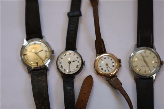 Twelve assorted gentlemans wristwatches including Seiko, Roamer, Bulova and Zodiac.